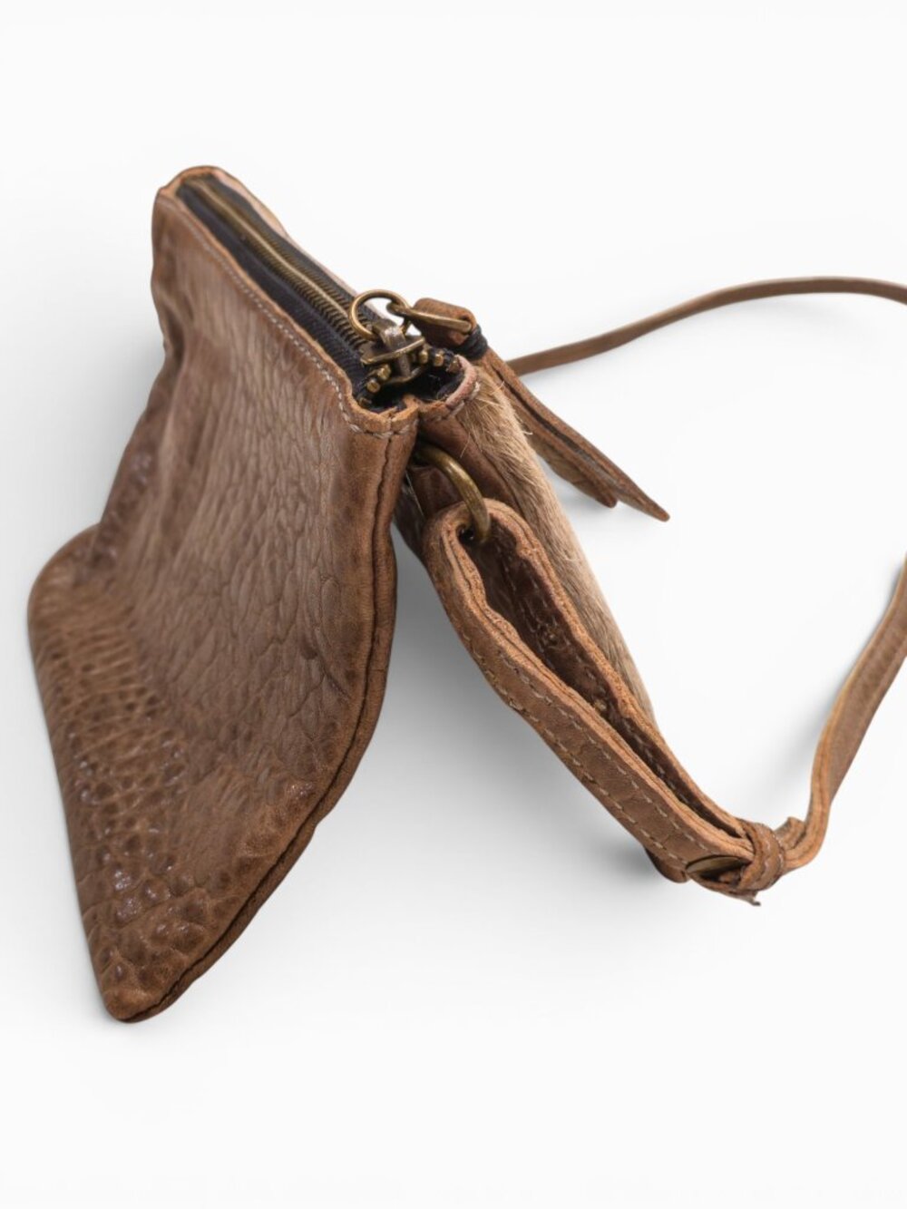 49 Square Miles Leather & Hair-On-Hide Crossbody, Dual-Pocket Design - Picture 5 of 15